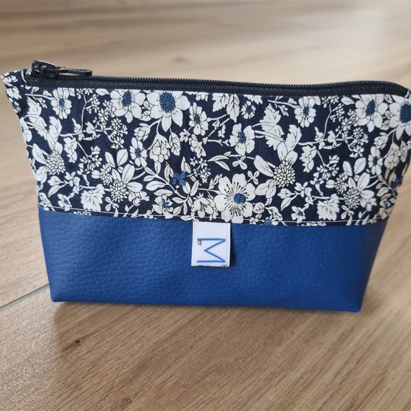 Terroir-Artisan Entre Mer et Bélon Trousse à Maquillage Bleu et Fleurs