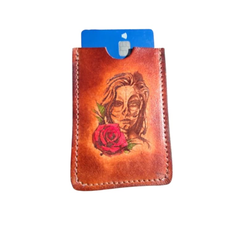 Terroir-Artisan L'Atelier du Cuir Porte-Cartes Femme à la rose