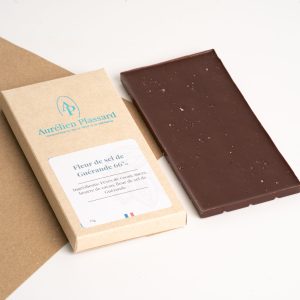 Tablette chocolat noir 66 % fleur de sel de Guérande – 75 g