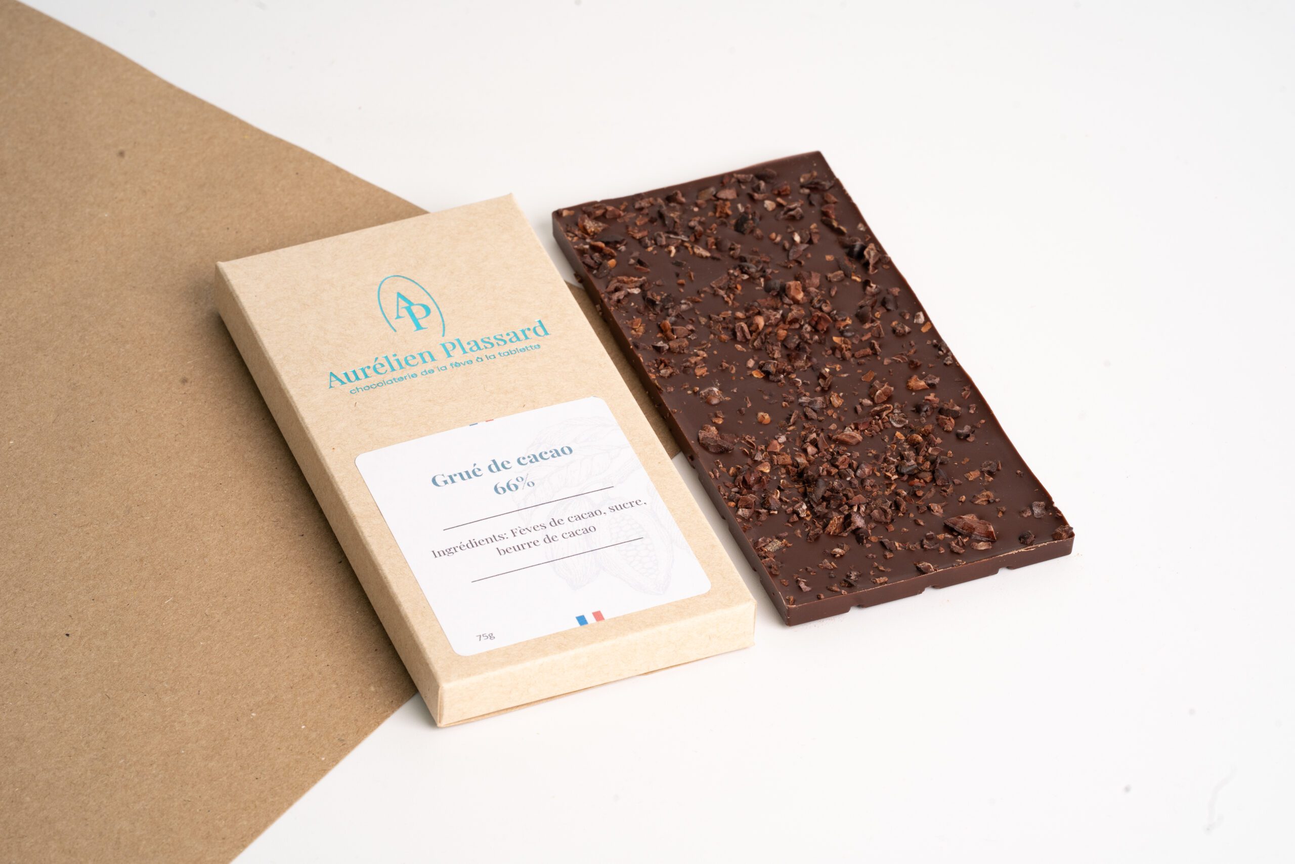 Tablette chocolat noir 66 % grué de cacao – 75 g
