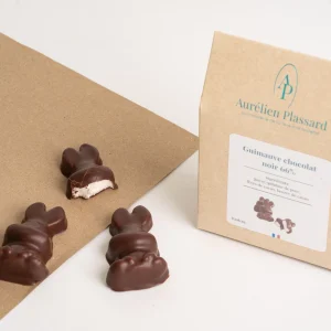 Lapins en guimauve noir 66 % ou lait 37 %